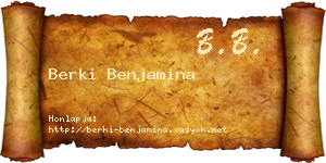 Berki Benjamina névjegykártya